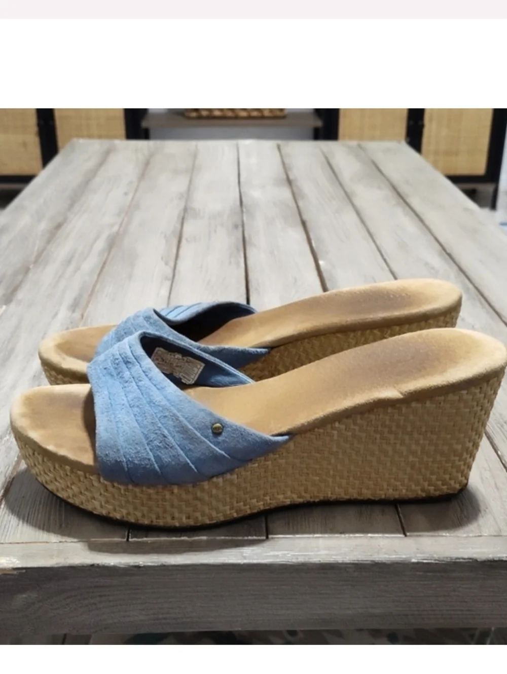 UGG Australia Blue Genuine Suede Wedge Slip-on Comfortable Sandals